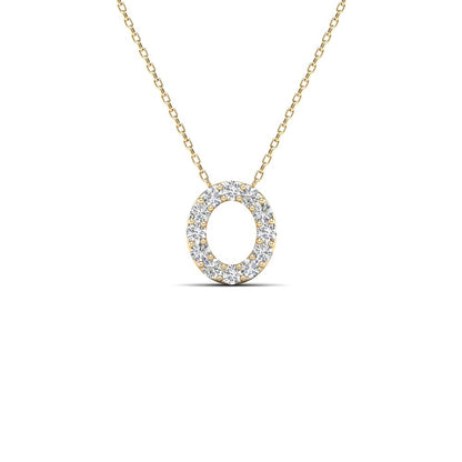 MauliJewels 0.12 Carat Natural White Diamond Initial "O" Pendant Necklace For Women In 14K Yellow and White Gold with 18" Gold Cable Chain. Mauli Jewels