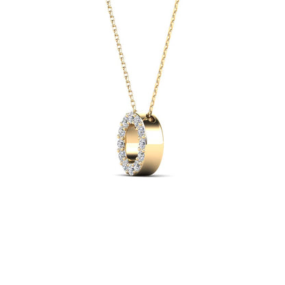 MauliJewels 0.12 Carat Natural White Diamond Initial "O" Pendant Necklace For Women In 14K Yellow and White Gold with 18" Gold Cable Chain. Mauli Jewels