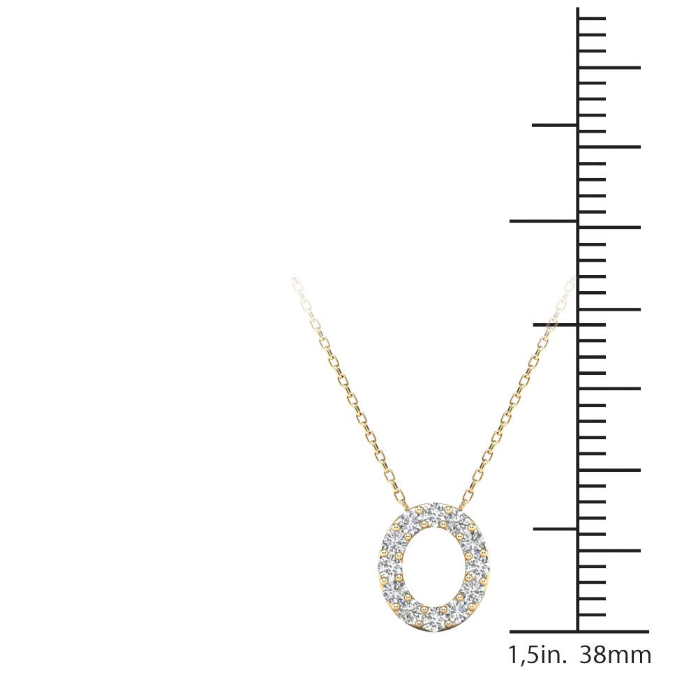 MauliJewels 0.12 Carat Natural White Diamond Initial "O" Pendant Necklace For Women In 14K Yellow and White Gold with 18" Gold Cable Chain. Mauli Jewels