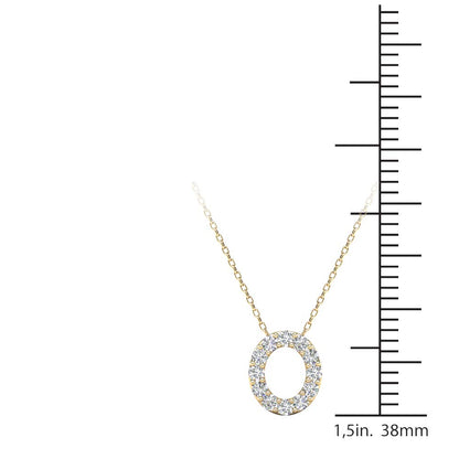 MauliJewels 0.12 Carat Natural White Diamond Initial "O" Pendant Necklace For Women In 14K Yellow and White Gold with 18" Gold Cable Chain. Mauli Jewels