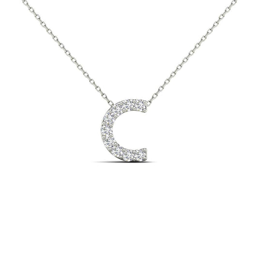 MauliJewels 0.09 Carat Natural White Diamond Initial "C" Pendant Necklace In 14K Yellow and White Gold with 18" Gold Cable Chain Mauli Jewels