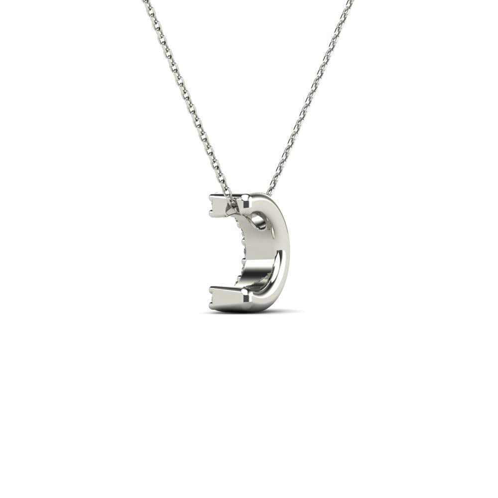 MauliJewels 0.09 Carat Natural White Diamond Initial "C" Pendant Necklace In 14K Yellow and White Gold with 18" Gold Cable Chain Mauli Jewels