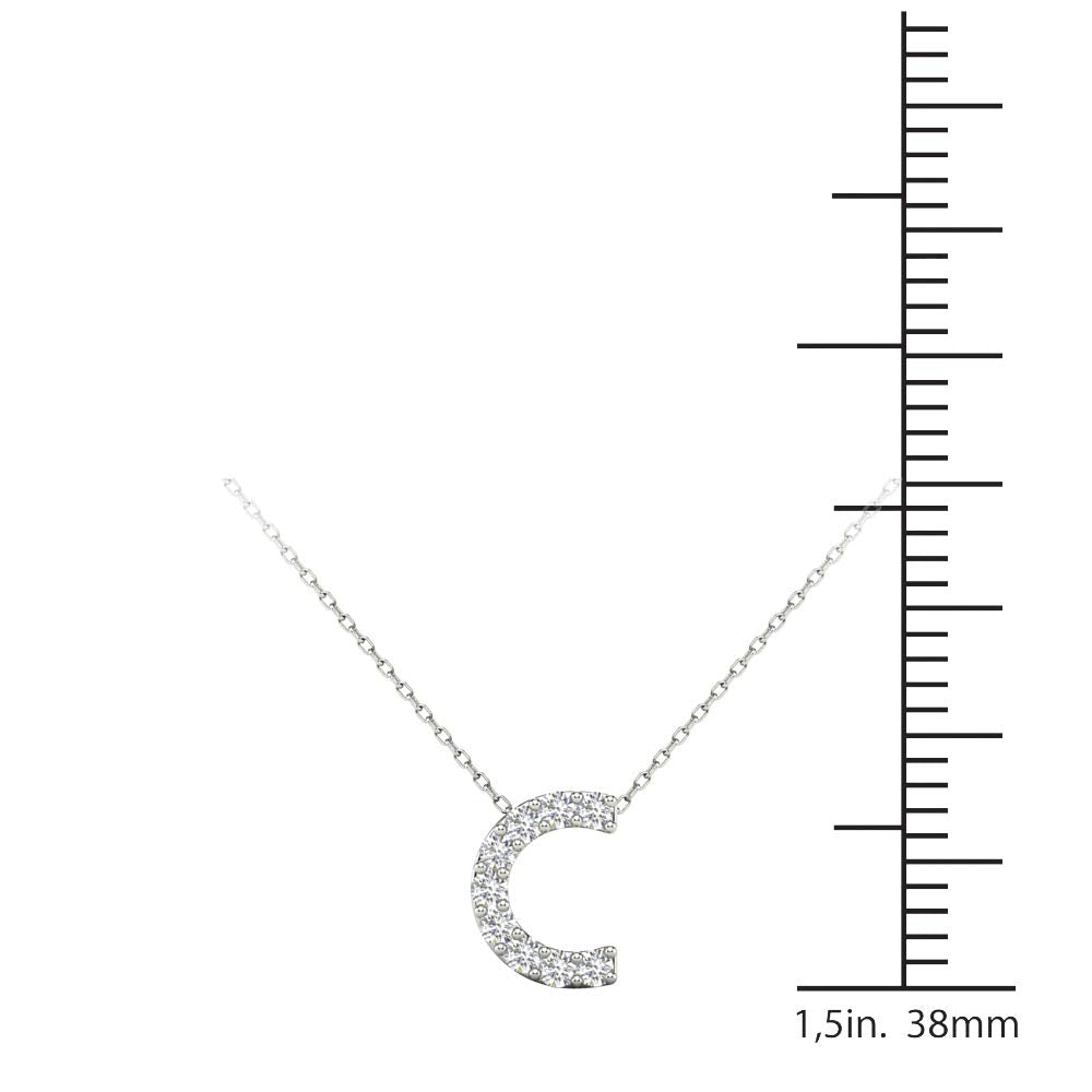 MauliJewels 0.09 Carat Natural White Diamond Initial "C" Pendant Necklace In 14K Yellow and White Gold with 18" Gold Cable Chain Mauli Jewels