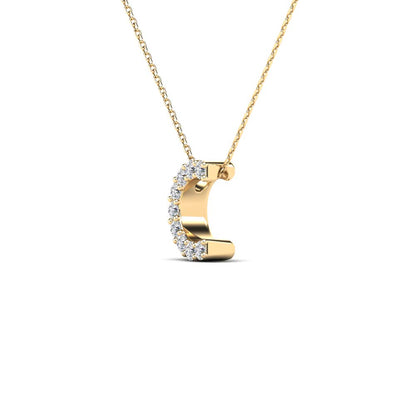 MauliJewels 0.09 Carat Natural White Diamond Initial "C" Pendant Necklace In 14K Yellow and White Gold with 18" Gold Cable Chain Mauli Jewels