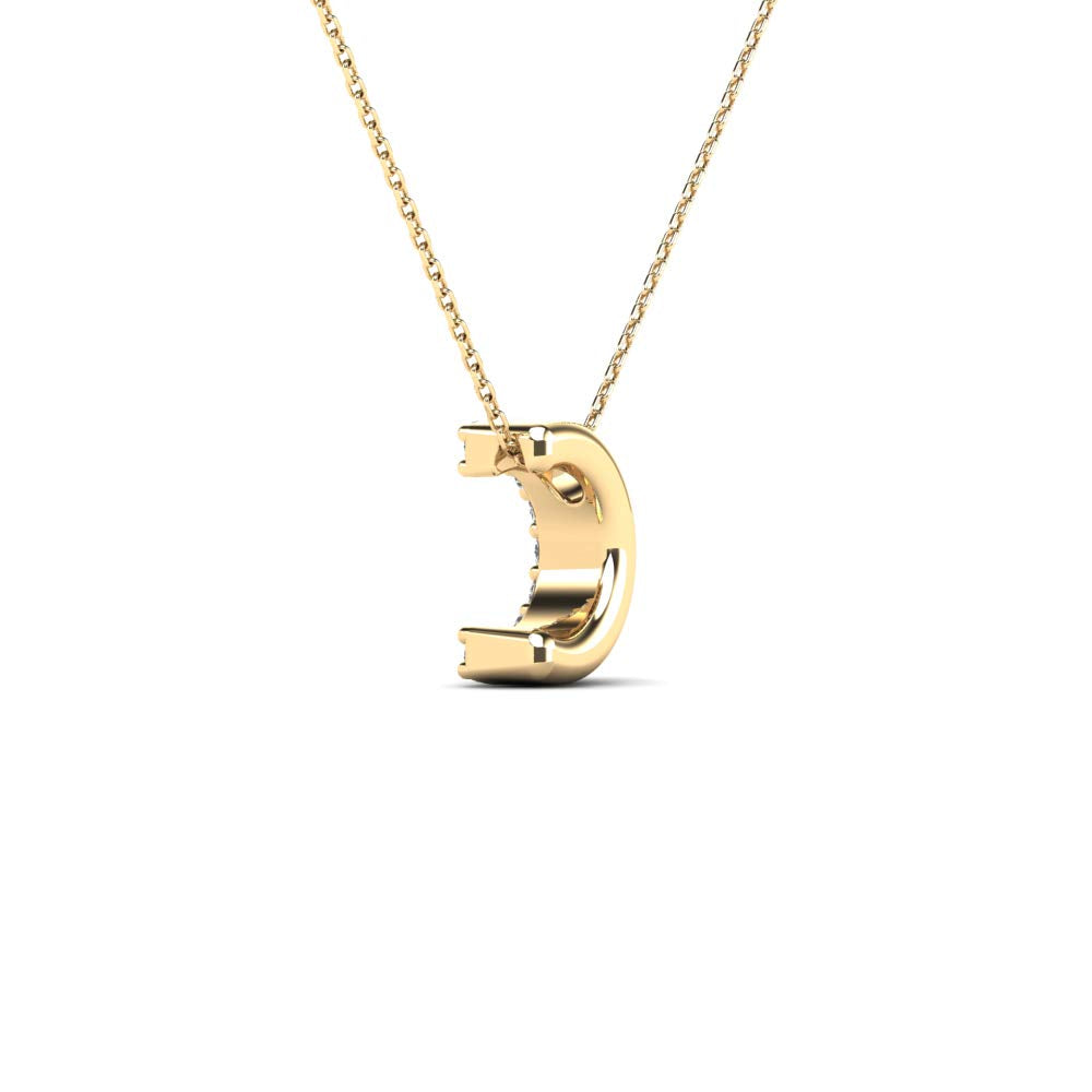 MauliJewels 0.09 Carat Natural White Diamond Initial "C" Pendant Necklace In 14K Yellow and White Gold with 18" Gold Cable Chain Mauli Jewels