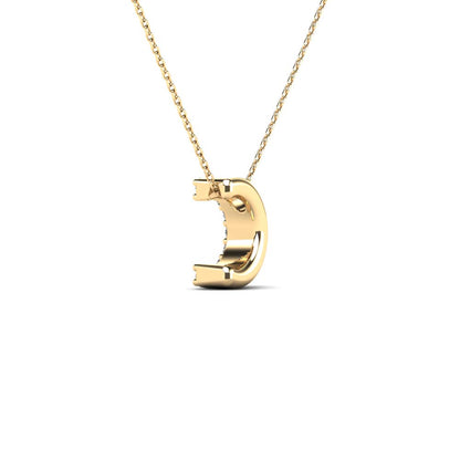 MauliJewels 0.09 Carat Natural White Diamond Initial "C" Pendant Necklace In 14K Yellow and White Gold with 18" Gold Cable Chain Mauli Jewels