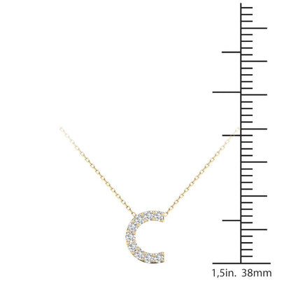 MauliJewels 0.09 Carat Natural White Diamond Initial "C" Pendant Necklace In 14K Yellow and White Gold with 18" Gold Cable Chain Mauli Jewels