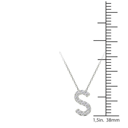 MauliJewels 0.11 Carat Natural White Diamond Initial "S" Pendant Necklace For Women In 14K Yellow and White Gold with 18" Gold Cable Chain Mauli Jewels