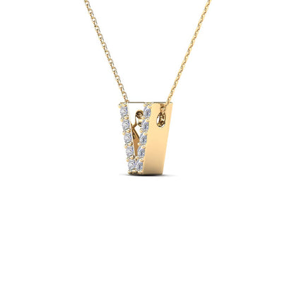 MauliJewels 0.10 Carat Natural White Diamond Initial "V" Pendant Necklace For Women In 14K Yellow and White Gold with 18" Gold Cable Chain Mauli Jewels