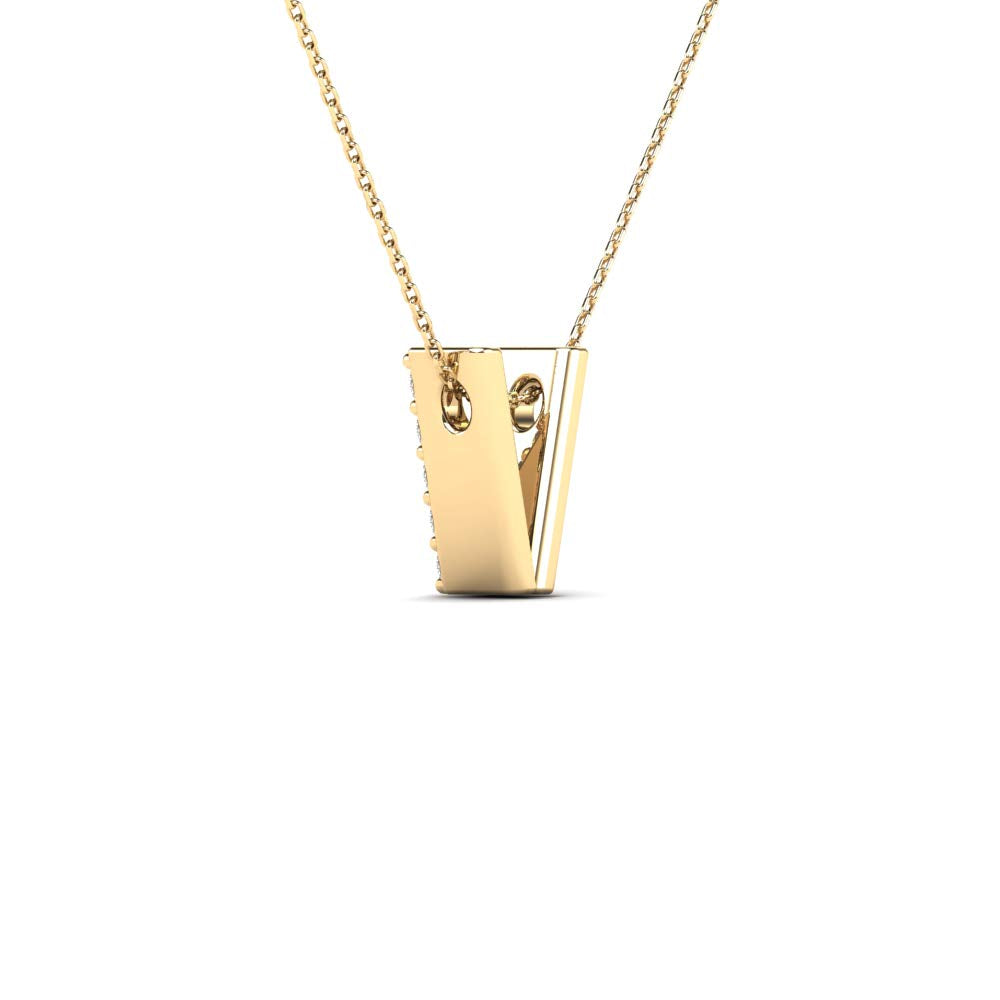 MauliJewels 0.10 Carat Natural White Diamond Initial "V" Pendant Necklace For Women In 14K Yellow and White Gold with 18" Gold Cable Chain Mauli Jewels