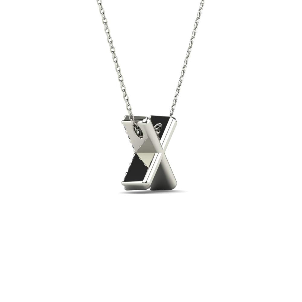 MauliJewels 0.13 Carat Natural Diamond Initial "X" Pendant Necklace In 14K Yellow and White Gold with 18" Gold Cable Chain Mauli Jewels