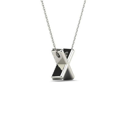 MauliJewels 0.13 Carat Natural Diamond Initial "X" Pendant Necklace In 14K Yellow and White Gold with 18" Gold Cable Chain Mauli Jewels