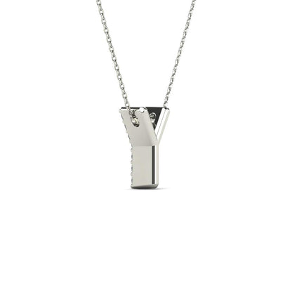 MauliJewels 0.10 Carat Natural White Diamond Initial "Y" Pendant Necklace In 14K Yellow and White Gold with 18" Gold Cable Chain - Mauli Jewels