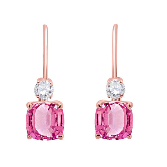 MauliJewels Earrings for Women 2.7 Carat 8x6 Cushion Cut Gemstone Diamond Leverback Earrings Carat 14K Rose Gold 4 Prong-Setting Mauli Jewels