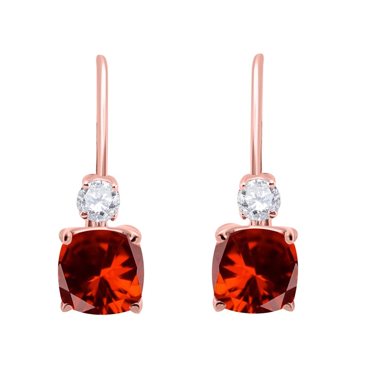 MauliJewels Earrings for Women 2.7 Carat 8x6 Cushion Cut Gemstone Diamond Leverback Earrings Carat 14K Rose Gold 4 Prong-Setting Mauli Jewels