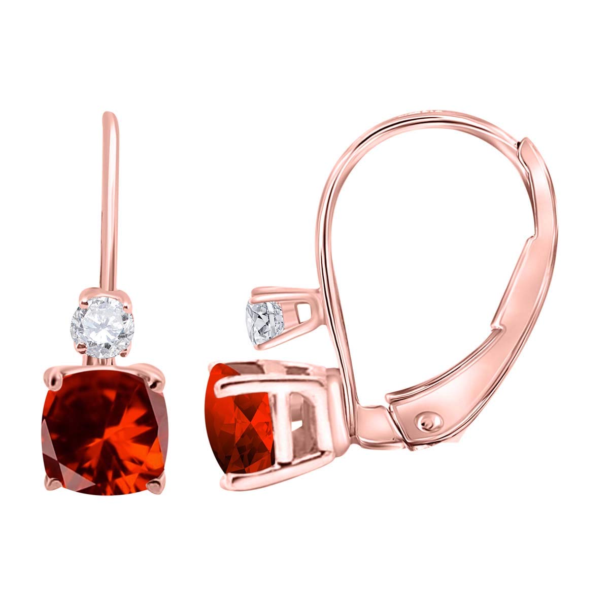 MauliJewels Earrings for Women 2.7 Carat 8x6 Cushion Cut Gemstone Diamond Leverback Earrings Carat 14K Rose Gold 4 Prong-Setting Mauli Jewels