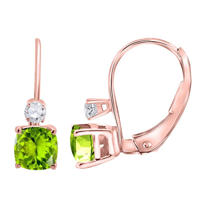 MauliJewels Earrings for Women 2.7 Carat 8x6 Cushion Cut Gemstone Diamond Leverback Earrings Carat 14K Rose Gold 4 Prong-Setting Mauli Jewels