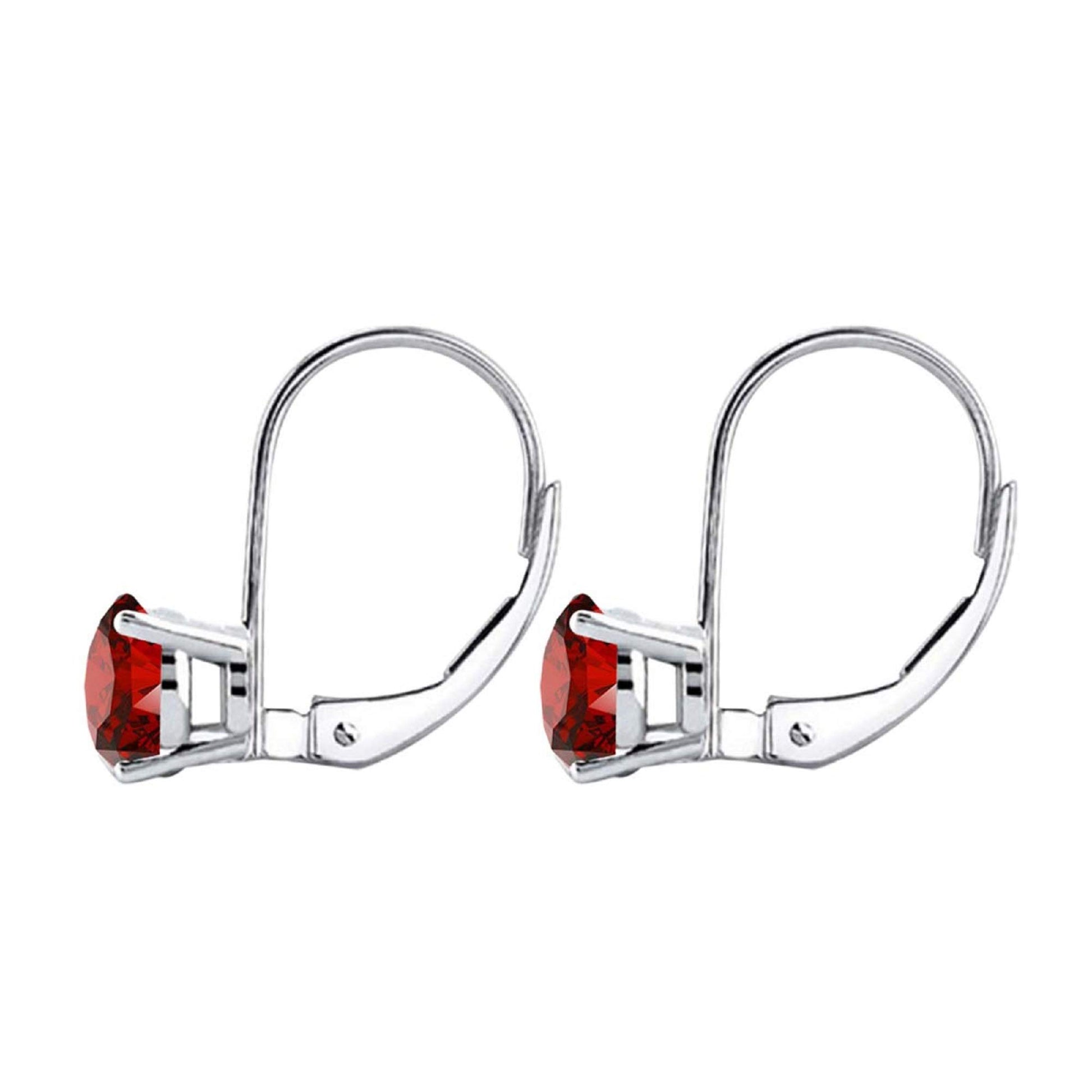 MauliJewels 0.25 Carat - 2.00 Carat Total Weight Red Natural Round Diamond Dangling Leverback Earrings For Women In 14K Solid White Gold Mauli Jewels