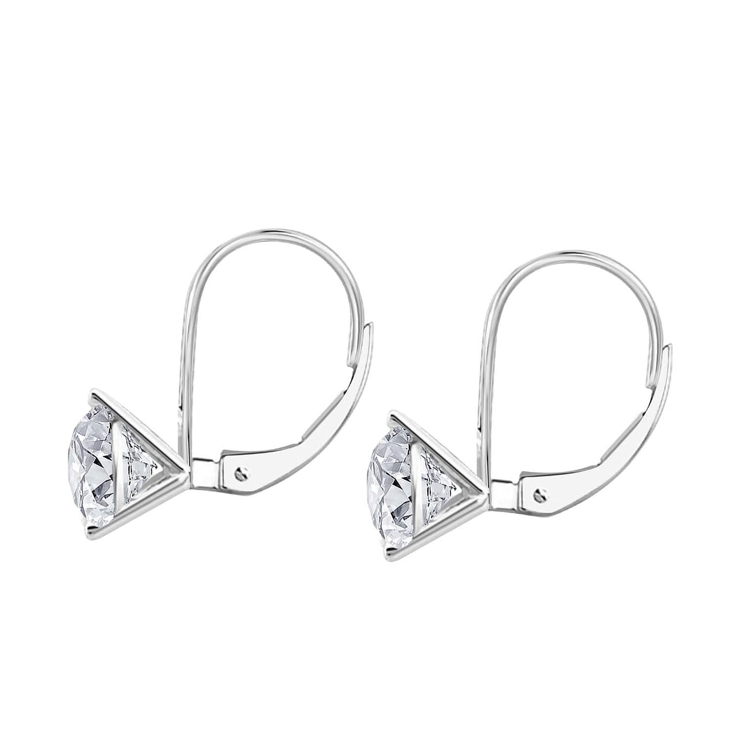 MauliJewels 0.50 Carat 3-Prong Round White Diamond Martini Leverback Earrings 14K Rose White Yellow Gold Mauli Jewels