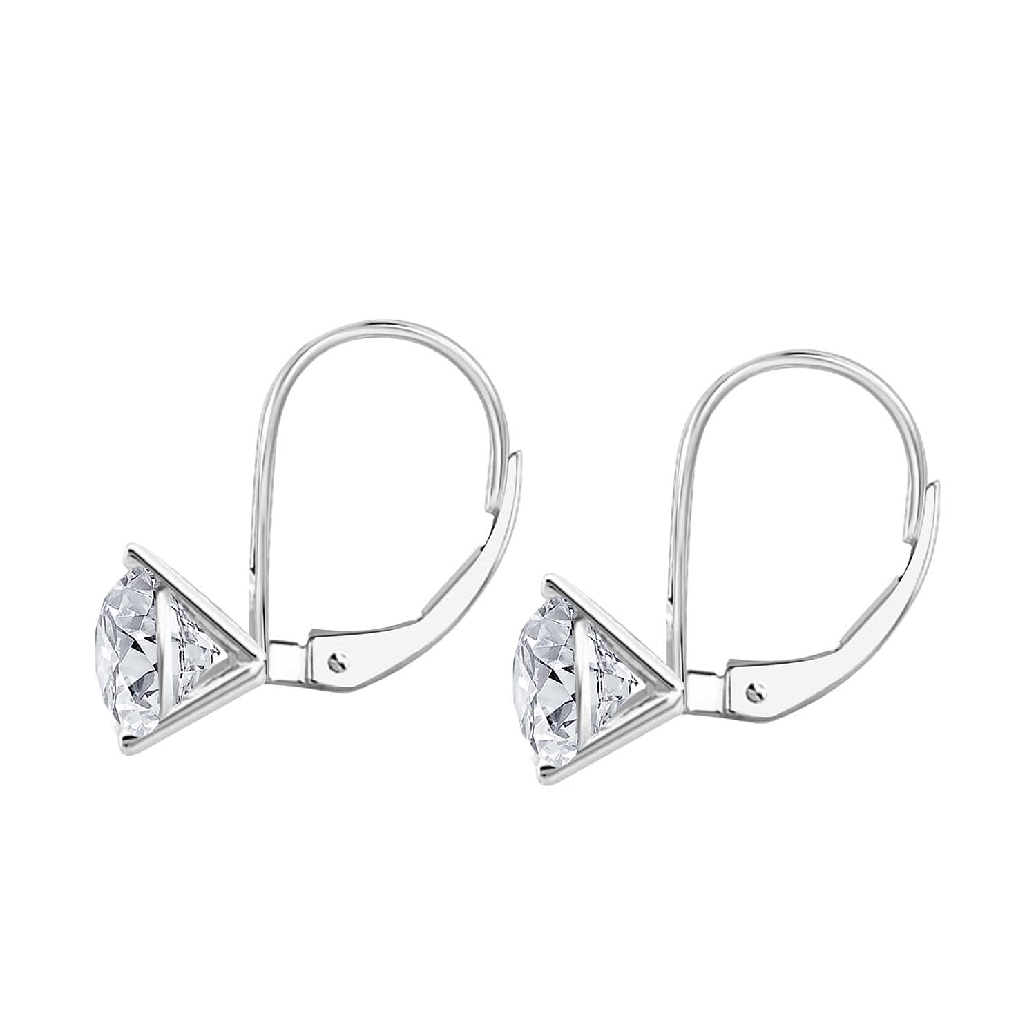 MauliJewels 0.50 Carat 3-Prong Round White Diamond Martini Leverback Earrings 14K Rose White Yellow Gold Mauli Jewels