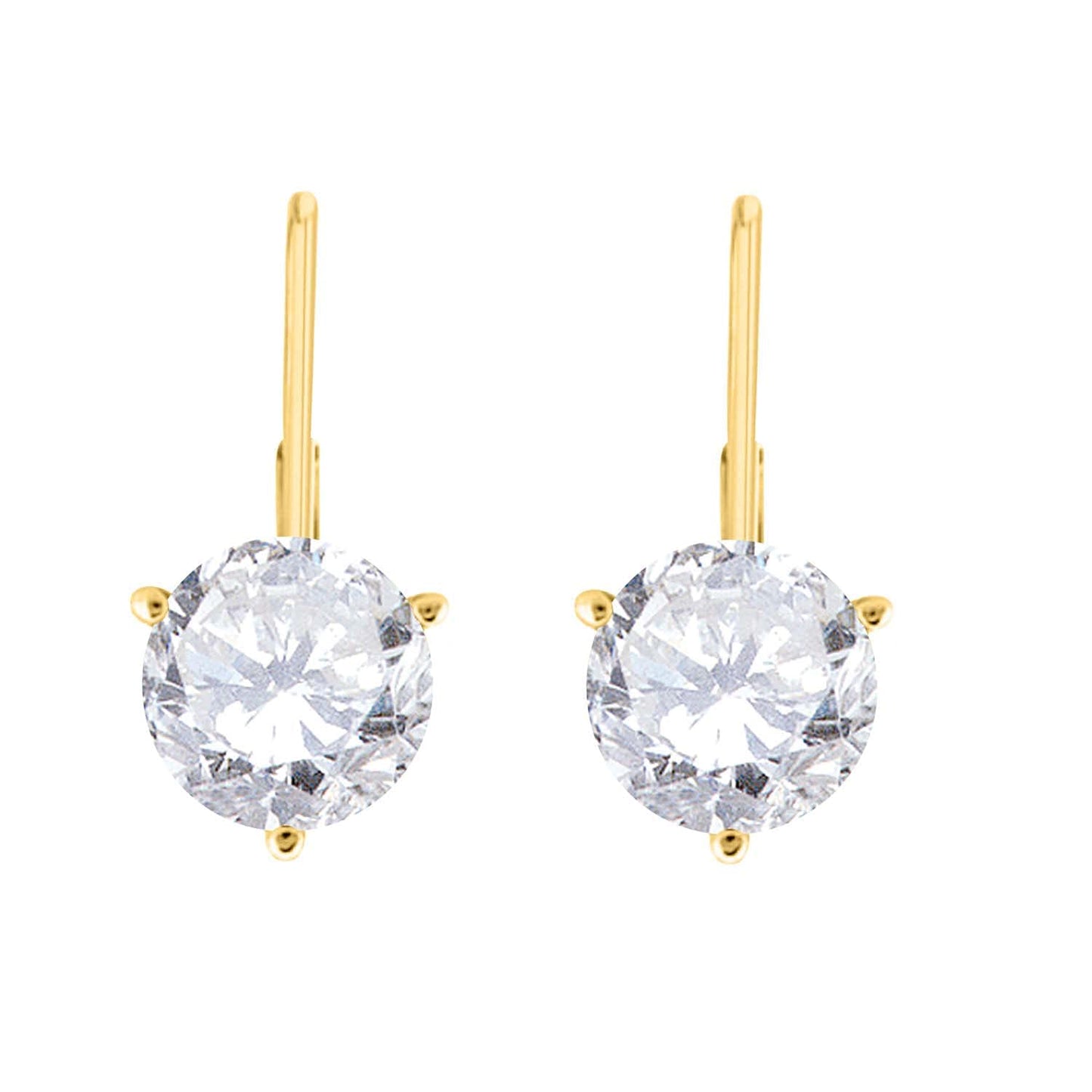 MauliJewels 0.50 Carat 3-Prong Round White Diamond Martini Leverback Earrings 14K Rose White Yellow Gold Mauli Jewels