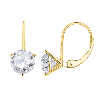 MauliJewels 0.50 Carat 3-Prong Round White Diamond Martini Leverback Earrings 14K Rose White Yellow Gold Mauli Jewels