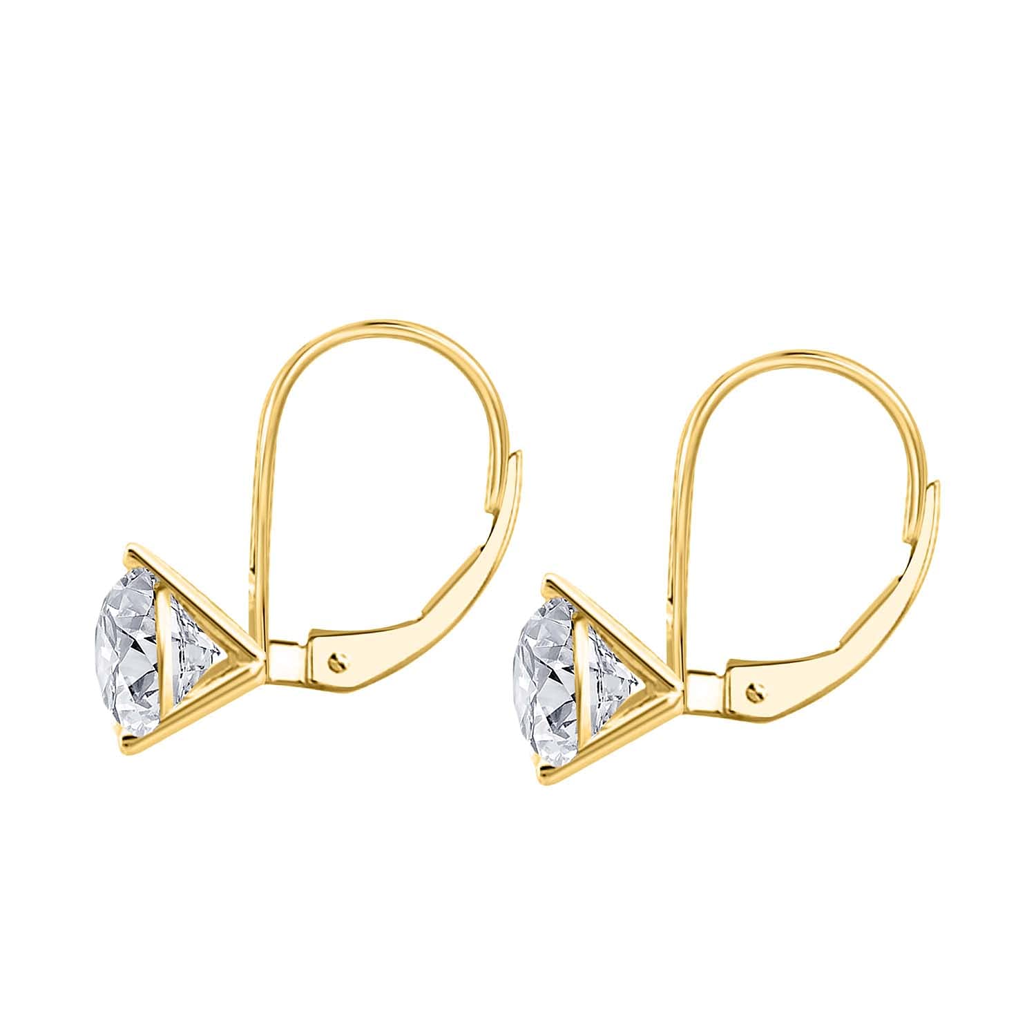 MauliJewels 0.50 Carat 3-Prong Round White Diamond Martini Leverback Earrings 14K Rose White Yellow Gold Mauli Jewels