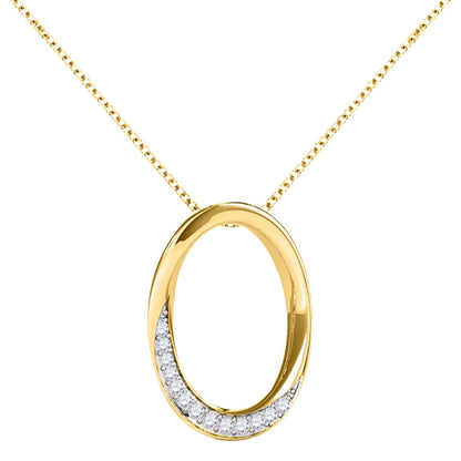 MauliJewels Diamond Pendant Necklace For Women 0.07 Carat Round Diamond Oval Shape Pendant Necklace In 10K Rose White Yellow Gold With 18" 925 Sterling Silver Box Chain Mauli Jewels