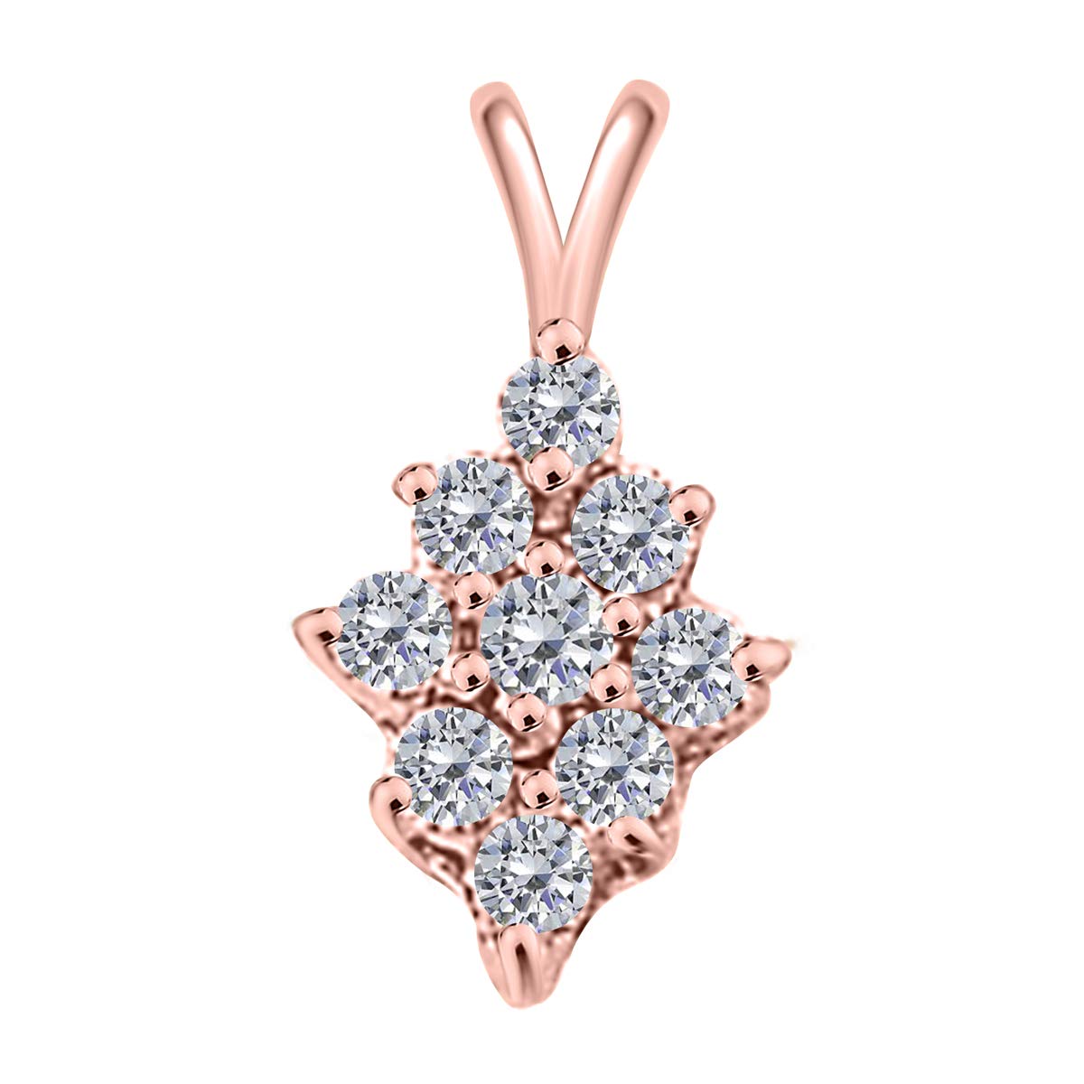 MauliJewels Engagement Necklace for Women 1/2 Carat Diamond Pendant 4 Prong-Setting 10K Rose Gold With 18'' Chain Mauli Jewels