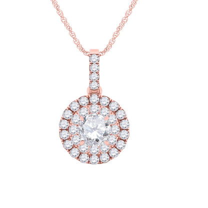 MauliJewels Engagement Necklace for Women 0.50 Carat Diamond Pendant 4 Prong-Setting 14K Rose Gold With 18'' Chain Mauli Jewels