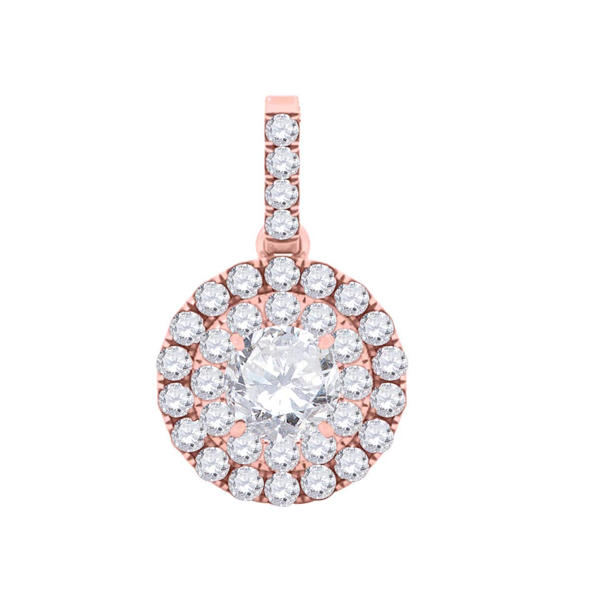 MauliJewels Engagement Necklace for Women 0.50 Carat Diamond Pendant 4 Prong-Setting 14K Rose Gold With 18'' Chain Mauli Jewels