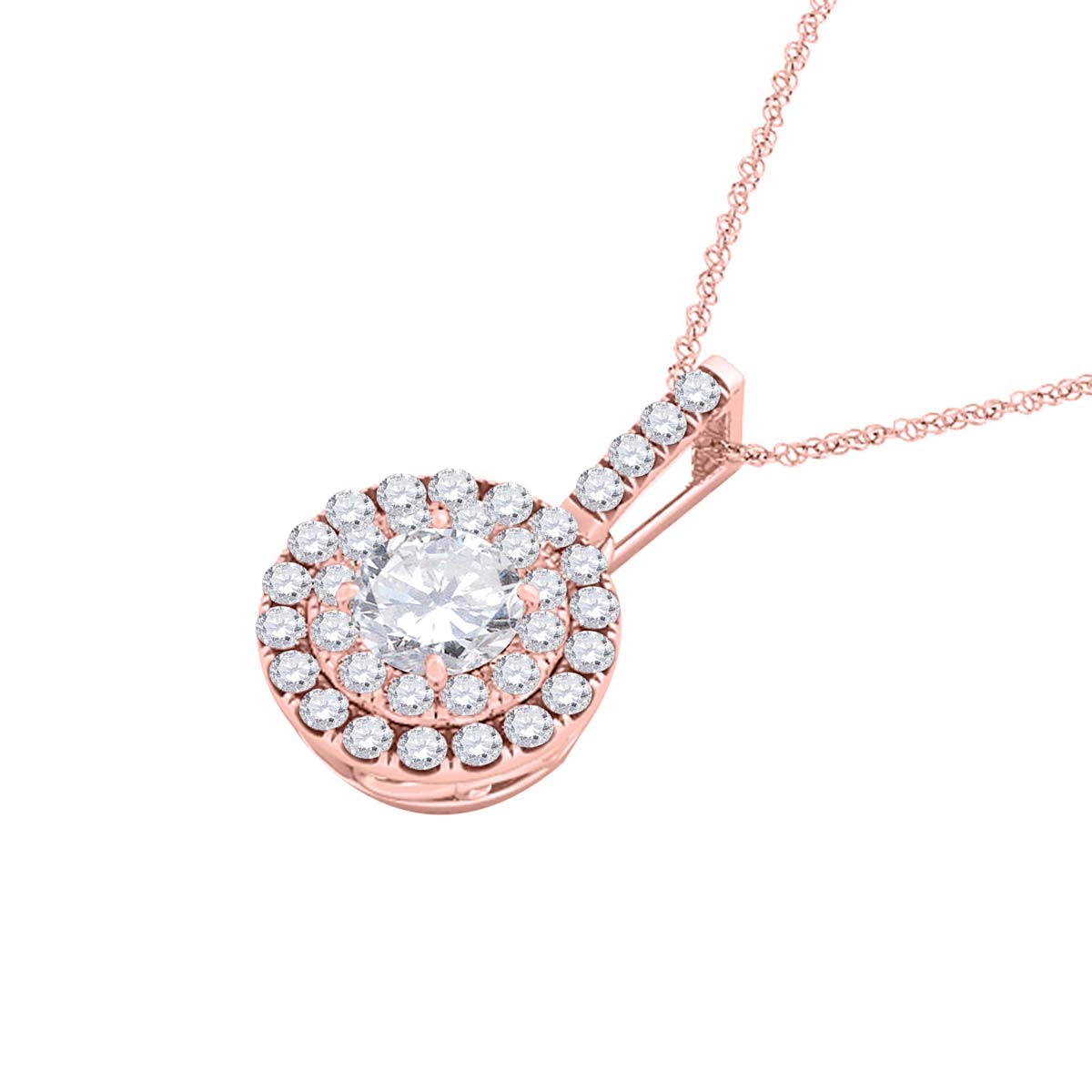 MauliJewels Engagement Necklace for Women 0.50 Carat Diamond Pendant 4 Prong-Setting 14K Rose Gold With 18'' Chain Mauli Jewels