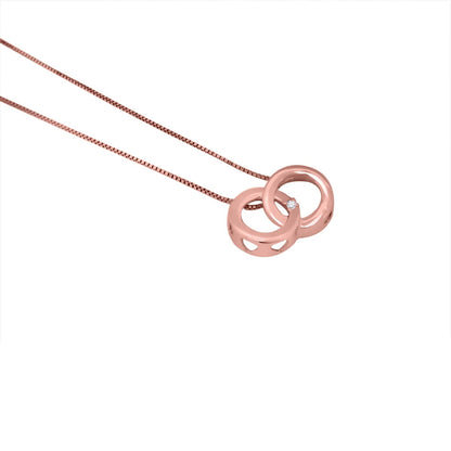 MauliJewels Infinity Diamond Pendant Necklace For Women 0.01 Carat Double Circle Interlocking Loop In 10K Rose White Yellow Gold Mauli Jewels