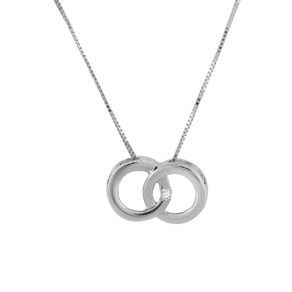 MauliJewels Infinity Diamond Pendant Necklace For Women 0.01 Carat Double Circle Interlocking Loop In 10K Rose White Yellow Gold Mauli Jewels