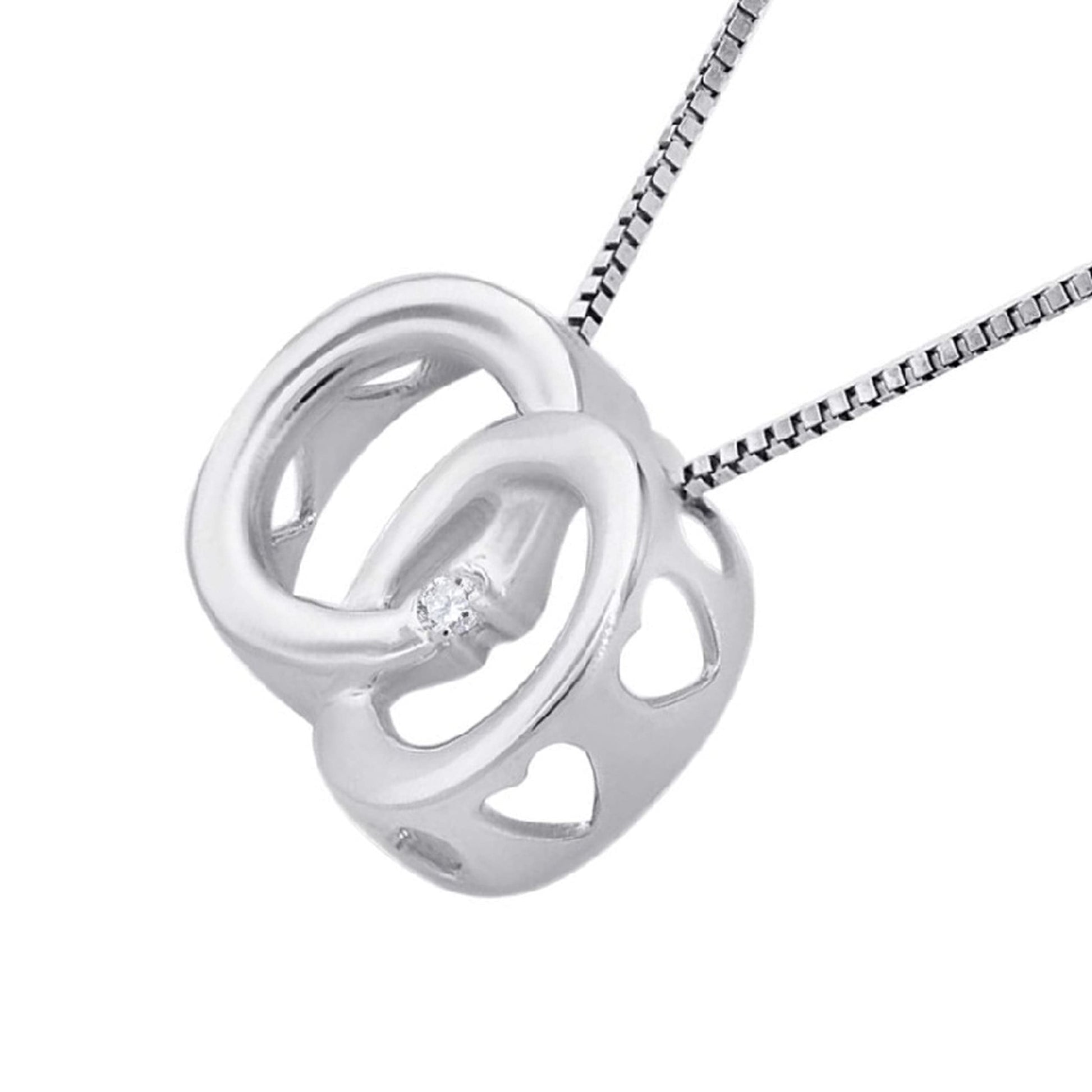 MauliJewels Infinity Diamond Pendant Necklace For Women 0.01 Carat Double Circle Interlocking Loop In 10K Rose White Yellow Gold Mauli Jewels