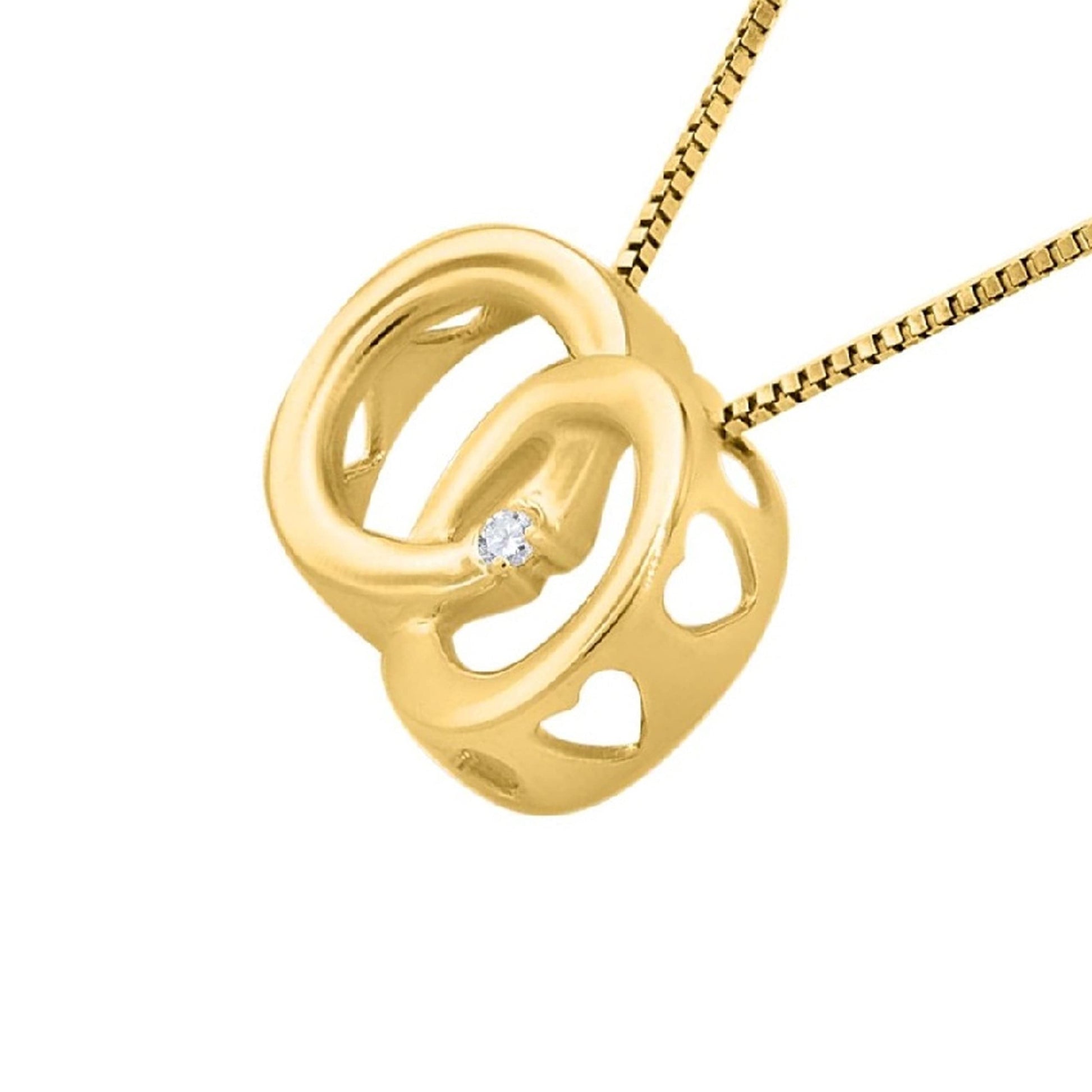 MauliJewels Infinity Diamond Pendant Necklace For Women 0.01 Carat Double Circle Interlocking Loop In 10K Rose White Yellow Gold Mauli Jewels