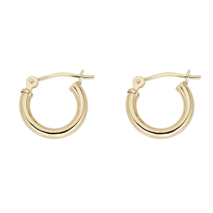 MAULIJEWELS 12mm 14K Yellow Gold or White Gold Hoop Earrings for Women