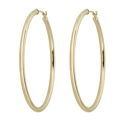 MAULIJEWELS 12mm 14K Yellow Gold or White Gold Hoop Earrings for Women