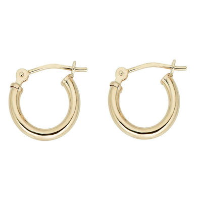 14mm 14K Yellow And White Gold Hoop Earrings for Women