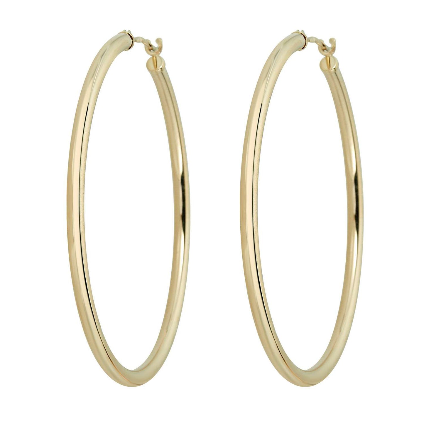 14mm 14K Yellow And White Gold Hoop Earrings for Women