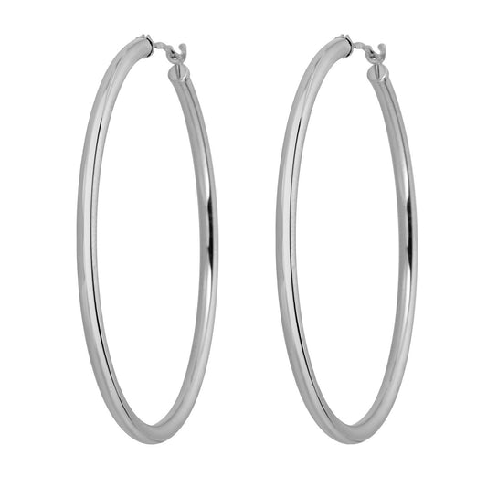 Mauli Jewels Stunning 14K Gold Plated Sterling Silver Hoop Earrings for Women | 30MM Small Lightweight Round Hoops | Classic Everyday Jewelry Gift