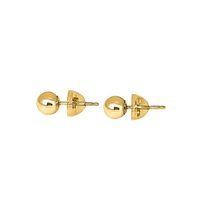 Gold Ball Earrings For Women In 3MM - 6MM  14K Solid White , Rose & Yellow Gold With Push Back