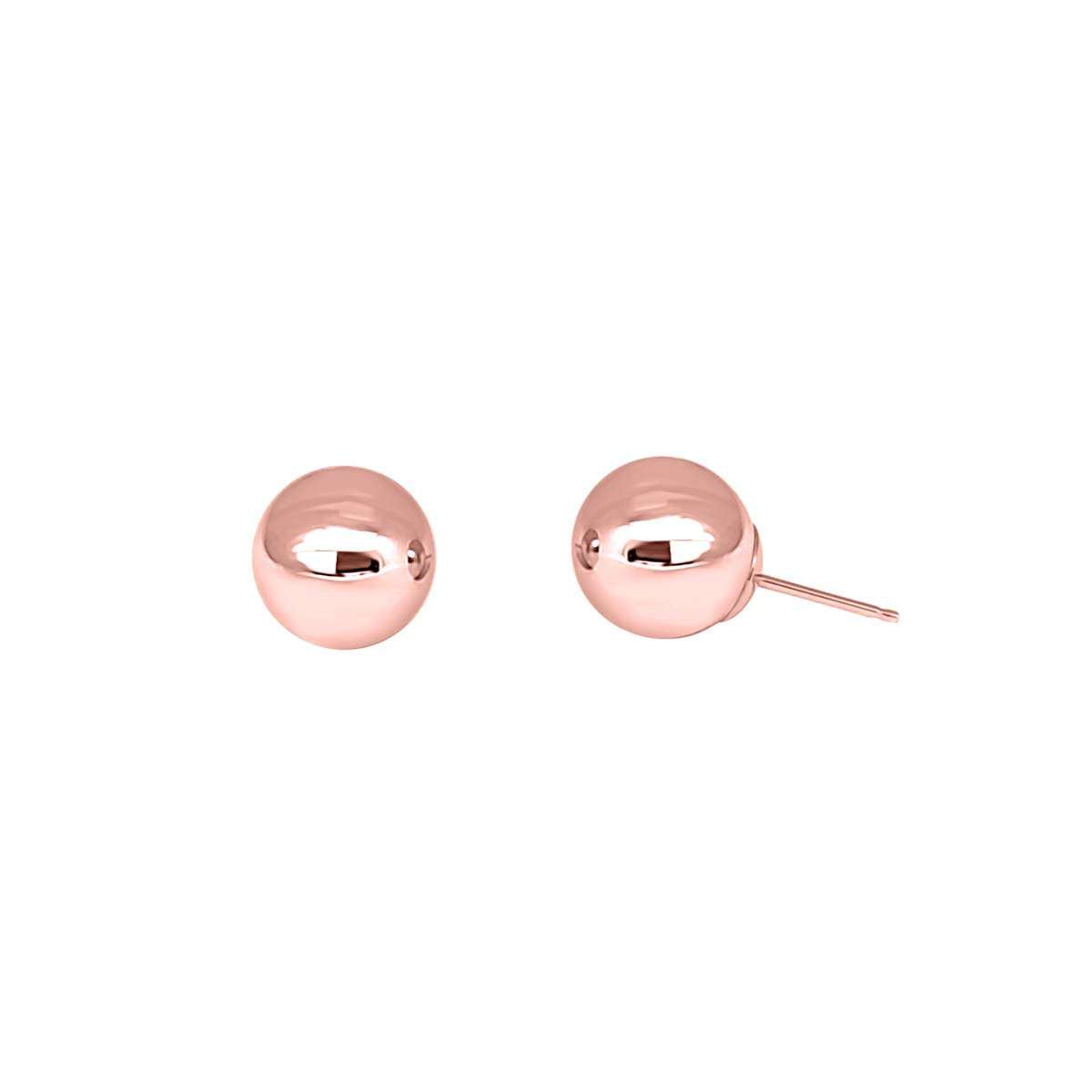 Gold Ball Earrings For Women In 3MM - 6MM  14K Solid White , Rose & Yellow Gold With Push Back