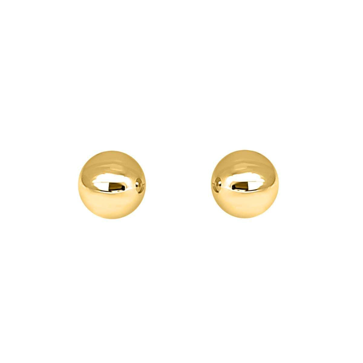 Gold Ball Earrings For Women In 3MM - 6MM  14K Solid White , Rose & Yellow Gold With Push Back