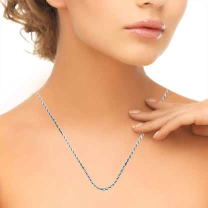 MauliJewels 1MM FRENCH ROPE CHAIN/ITALIAN MADE/ 14K WHITE GOLD PLATED/ 925 STERLING SILVER/ 18' NECKLACE