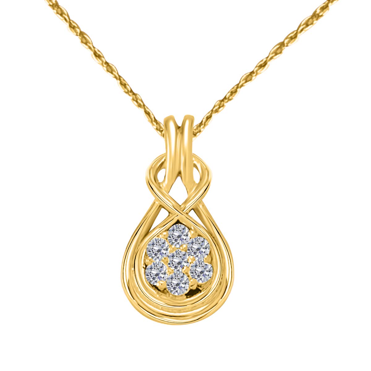 MauliJewels Engagement Necklace for Women 0.50 Carat Floral Knotted Diamond Pendant 4 prongs 14K Yellow Gold With 18'' Chain Mauli Jewels