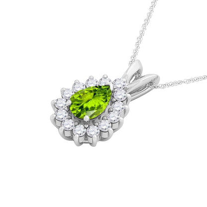 MauliJewels Engagement Necklace Women 2.21 Carat Beautiful Diamond And Pear Shape Gemstone Pendant 4 prongs 10K White Gold With 18'' Rope Chain