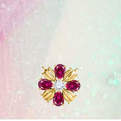 MauliJewels 0.85 Carat Ruby And White Diamond Pear Shape Gemstone Pendant Necklace For Women In 10K Rose White & Yellow Gold With 18" Box Chain Mauli Jewels