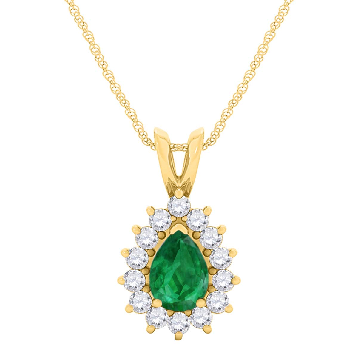 MauliJewels Engagement Necklace for Women 2.21 Carat Beautiful Diamond And Pear Shape Gemstone Pendant 4 prongs 10K Yellow Gold With 18'' Chain