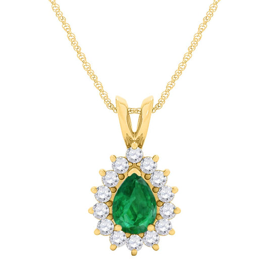 MauliJewels Engagement Necklace for Women 2.21 Carat Beautiful Diamond And Pear Shape Gemstone Pendant 4 prongs 10K Yellow Gold With 18'' Chain